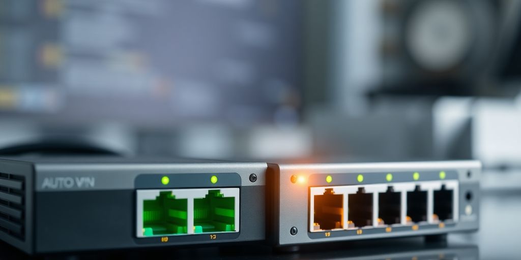 Connected network devices symbolizing seamless site-to-site connectivity.