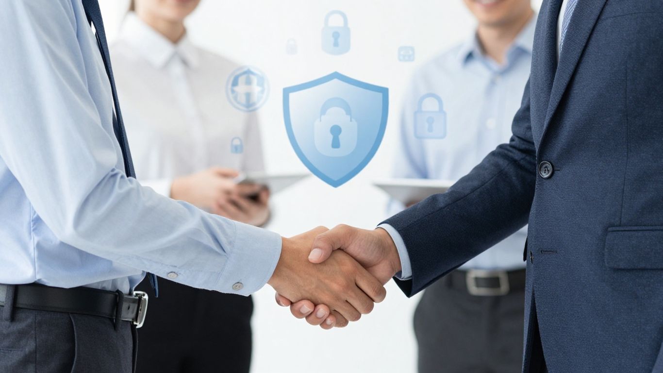 Handshake symbolizing security integration partnership.