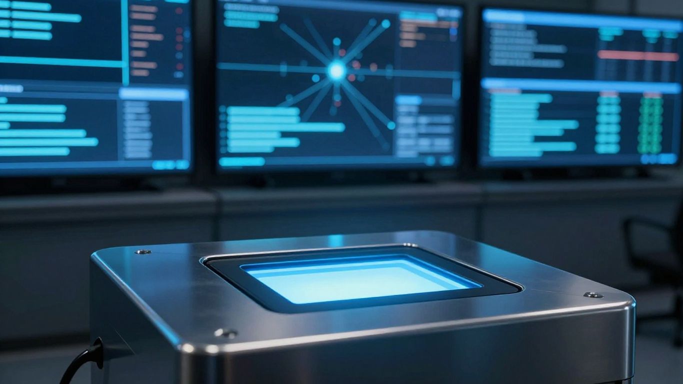 Modern access control system interface and card reader.