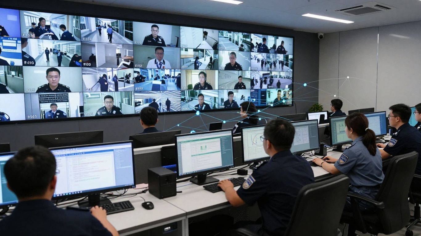 Unified physical security operations center with live camera feeds.