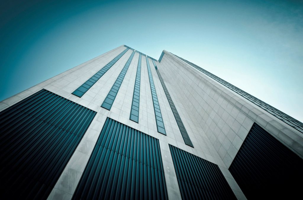 Modern high-rise office building facade.